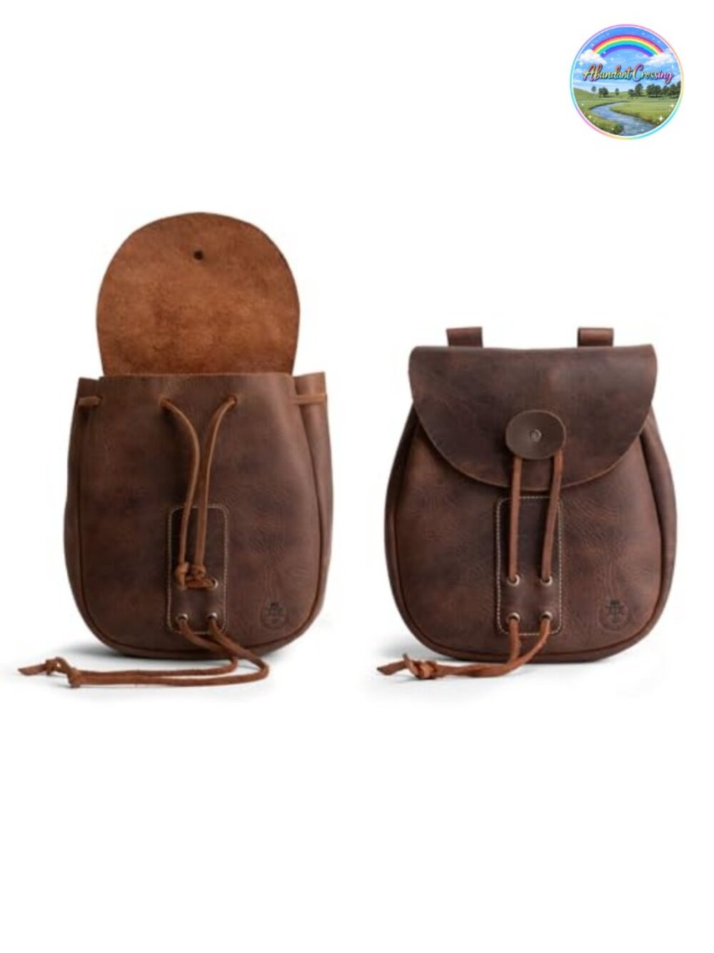 Handmade Full Grain Leather Bushcraft Bag Portable Safe Pouch for Money Coins